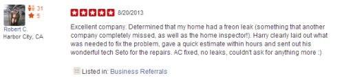 Yelp reviews, yelp california air conditioning systems, customers from yelp, california air customers